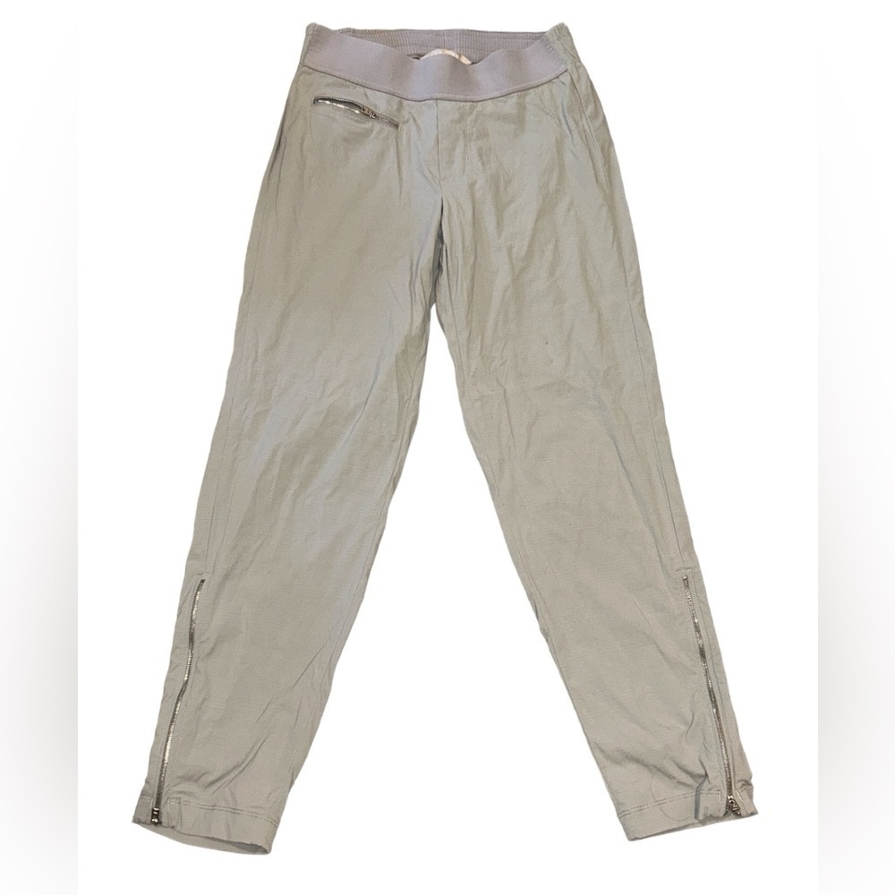 Womens Athleta Mod Trekkie Crop Pants Joggers Ankle Zip Light Gray sz 0